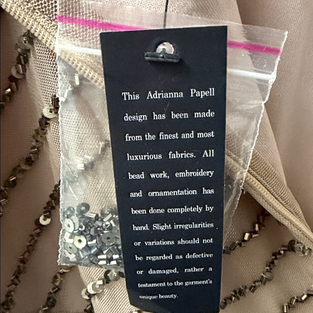 Adrianna Papell Nude Beaded Spaghetti Strap Mini Dress - Picture 7 of 8